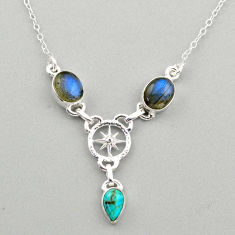 925 silver amulet star natural blue labradorite oval necklace