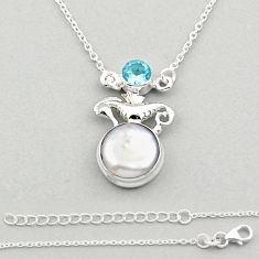 925 silver seahorse natural white pearl fancy topaz necklace