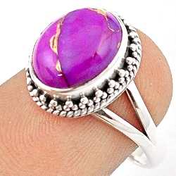 sterling silver 4.31cts solitaire purple copper turquoise ring