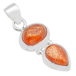 natural orange sunstone (hematite feldspar) pendant