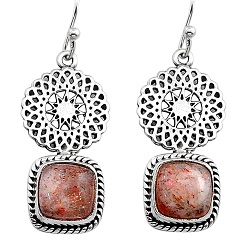 natural sunstone (hematite feldspar) 925 silver dangle earrings