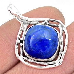 sterling silver 11.83cts natural blue dumortierite cushion pendant