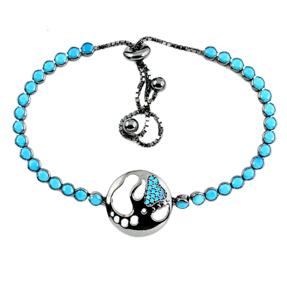 Adjustable blue sleeping beauty turquoise 925 silver tennis bracelet a37988