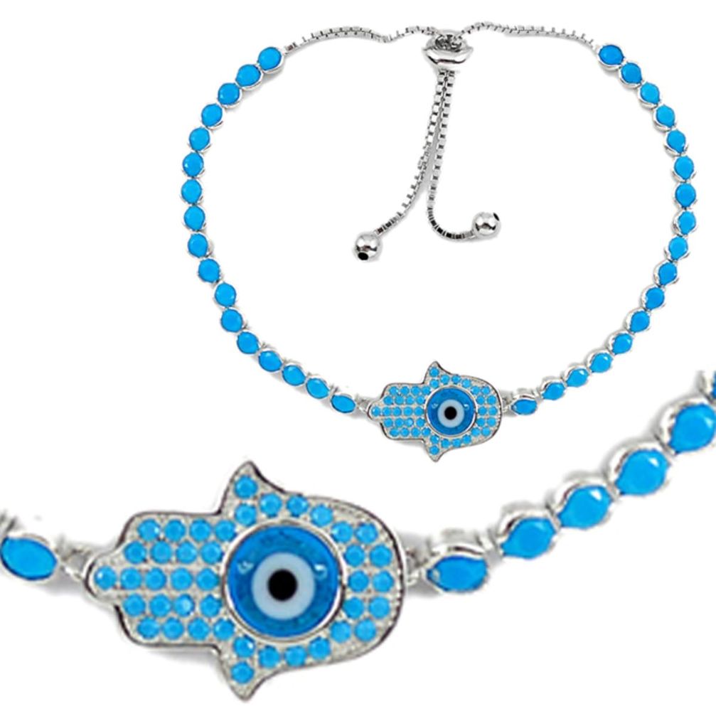 Clearance Sale-Blue evil eye talismans 925 sterling silver tennis bracelet jewelry a55603