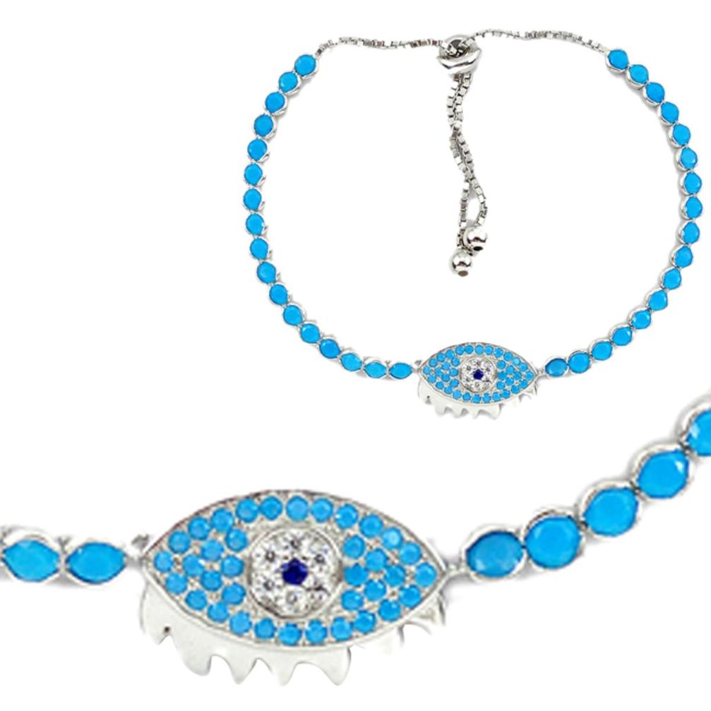 Clearance Sale-Blue sapphire quartz 925 sterling silver tennis bracelet jewelry a55605