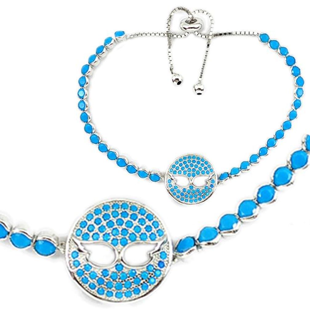 tree of life blue sleeping beauty turquoise 925 silver adjustable bracelet