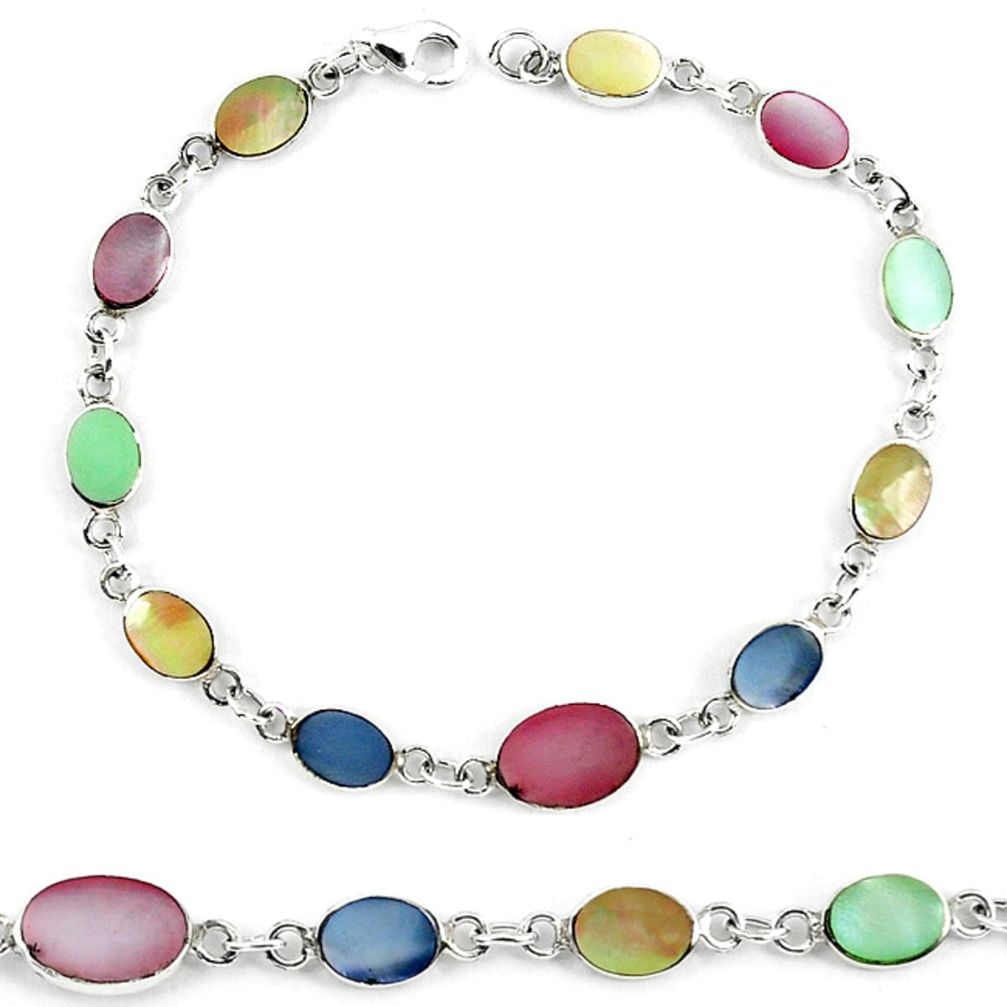 Clearance Sale-Multi color blister pearl enamel 925 sterling silver tennis bracelet a56023