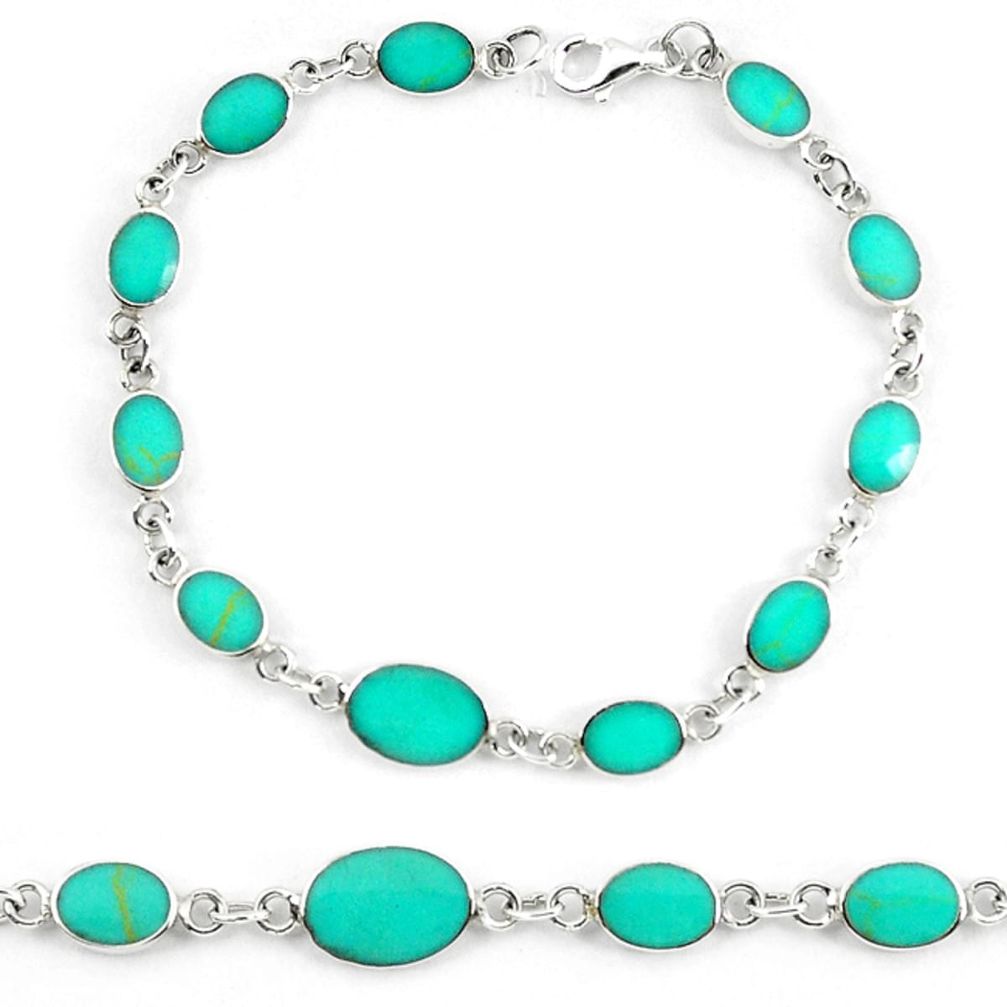 Clearance Sale-925 sterling silver fine green turquoise enamel tennis bracelet jewelry a56028