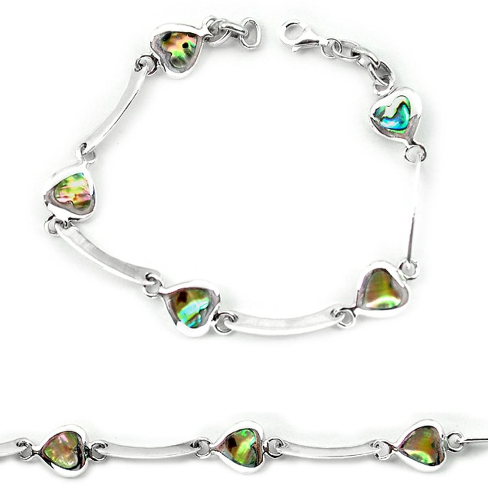 Clearance Sale-Green abalone paua seashell enamel 925 silver tennis bracelet a56066