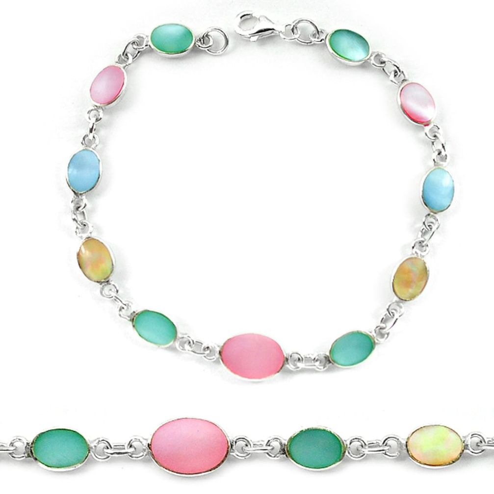 Clearance Sale-Multi color blister pearl enamel 925 sterling silver tennis bracelet a56068