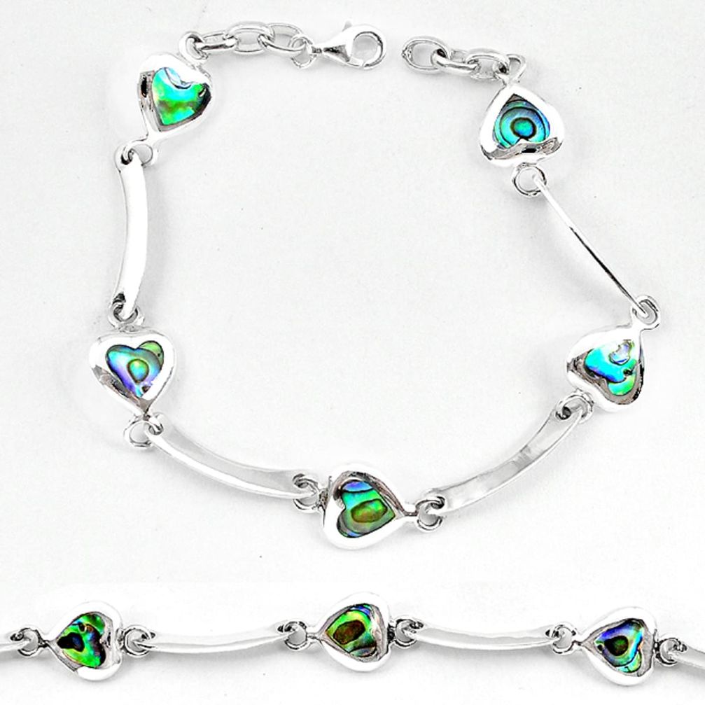 Clearance Sale-Green abalone paua seashell enamel 925 silver tennis bracelet jewelry a56088