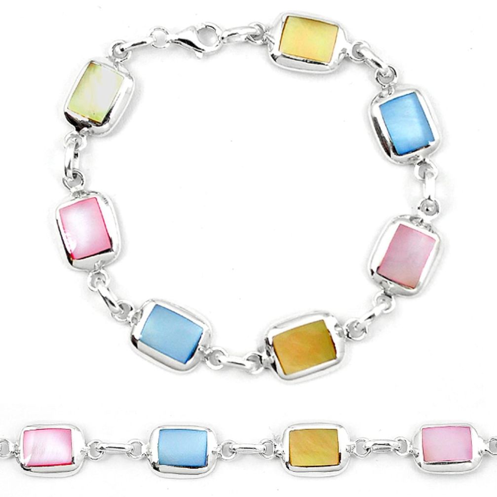 Clearance Sale-Multi color blister pearl enamel 925 sterling silver tennis bracelet a56106