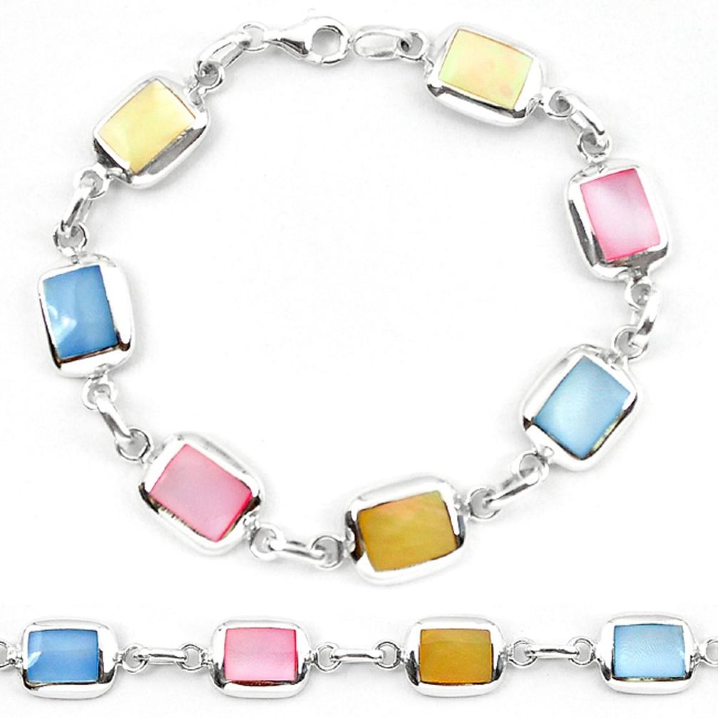 Clearance Sale-Multi color blister pearl enamel 925 sterling silver tennis bracelet a56126