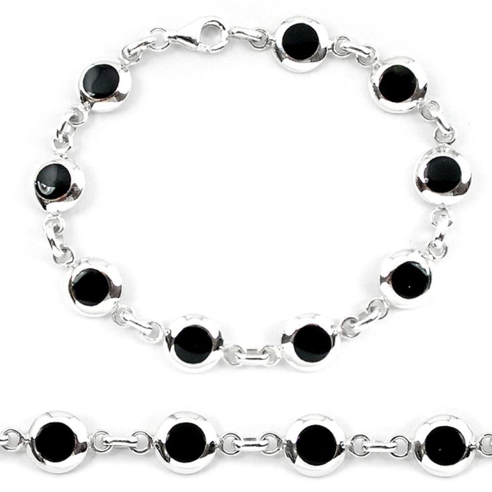 Clearance Sale-925 sterling silver black onyx enamel tennis bracelet jewelry a56130