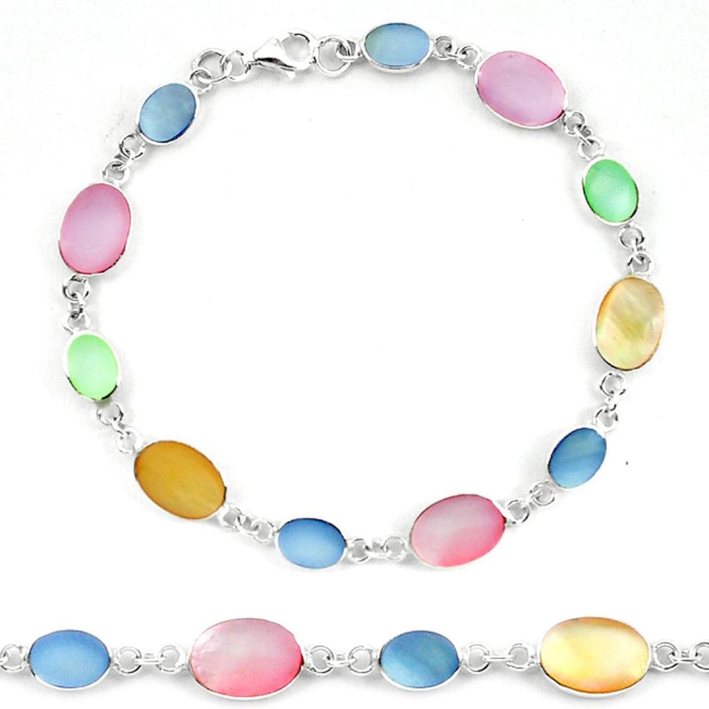 Clearance Sale-Multi color blister pearl enamel 925 sterling silver tennis bracelet a56136