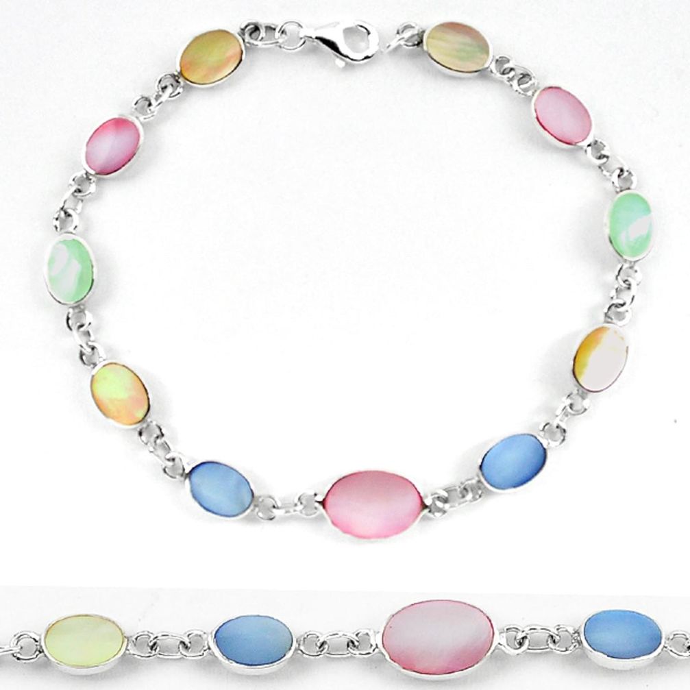 Clearance Sale-Multi color blister pearl enamel 925 sterling silver tennis bracelet a56152