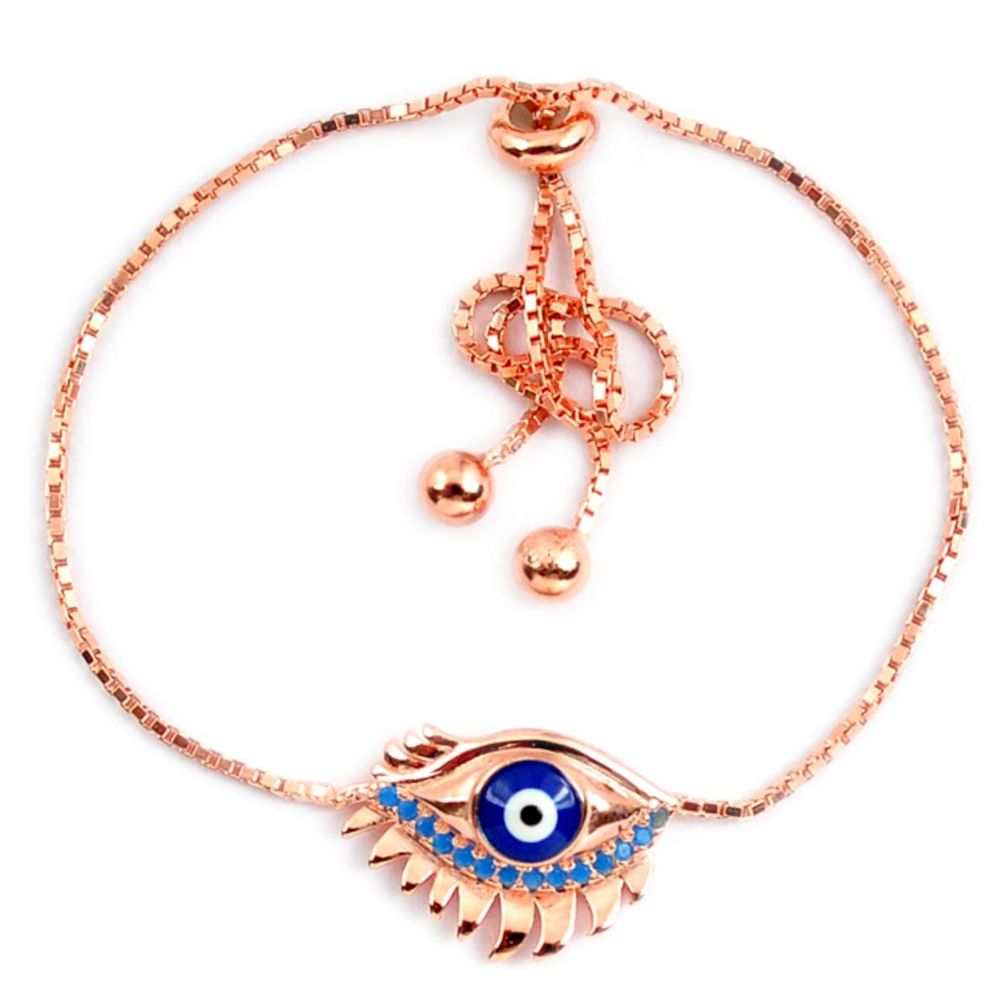 Clearance Sale-Blue evil eye talismans turquoise 925 silver 14k gold adjustable bracelet a58736