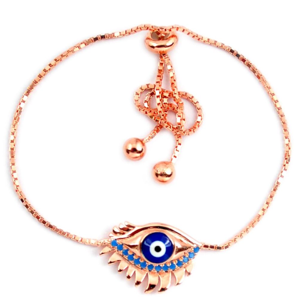 Clearance Sale-Blue evil eye talismans turquoise 925 silver 14k gold adjustable bracelet a58737