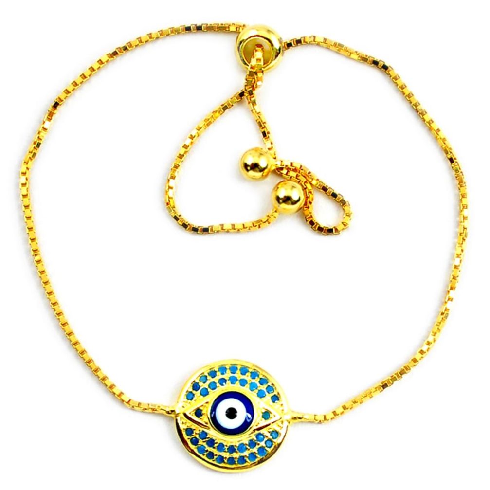 Blue evil eye talismans turquoise 925 silver 14k gold adjustable bracelet a58741