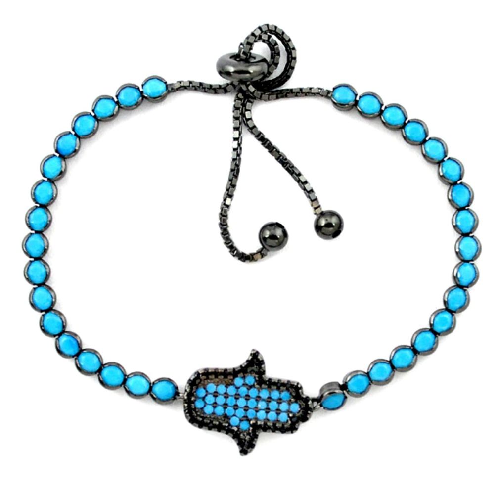 Clearance Sale-Blue sleeping beauty turquoise rhodium 925 silver adjustable bracelet a58801