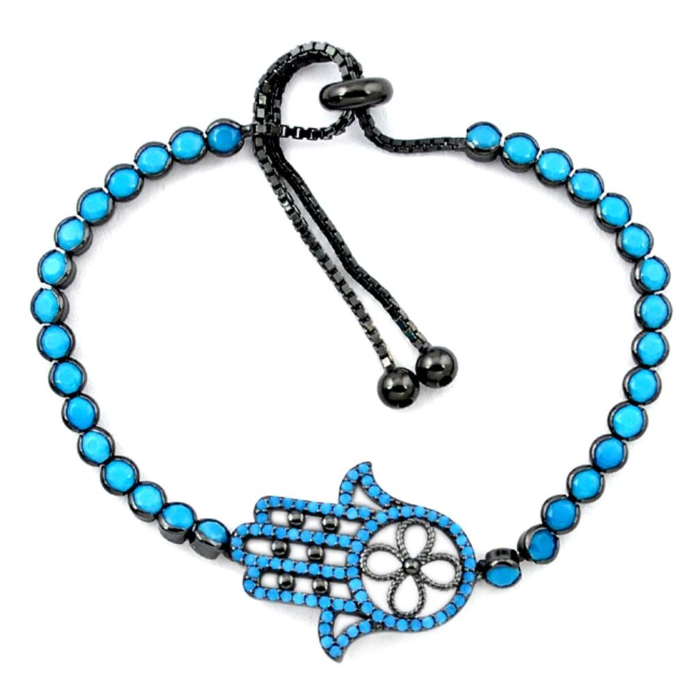 Clearance Sale-Blue sleeping beauty turquoise rhodium 925 silver adjustable bracelet a58803