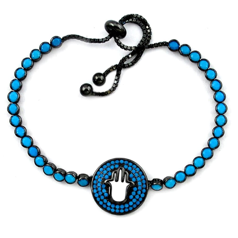 Clearance Sale-Blue sleeping beauty turquoise rhodium 925 silver adjustable bracelet a58808