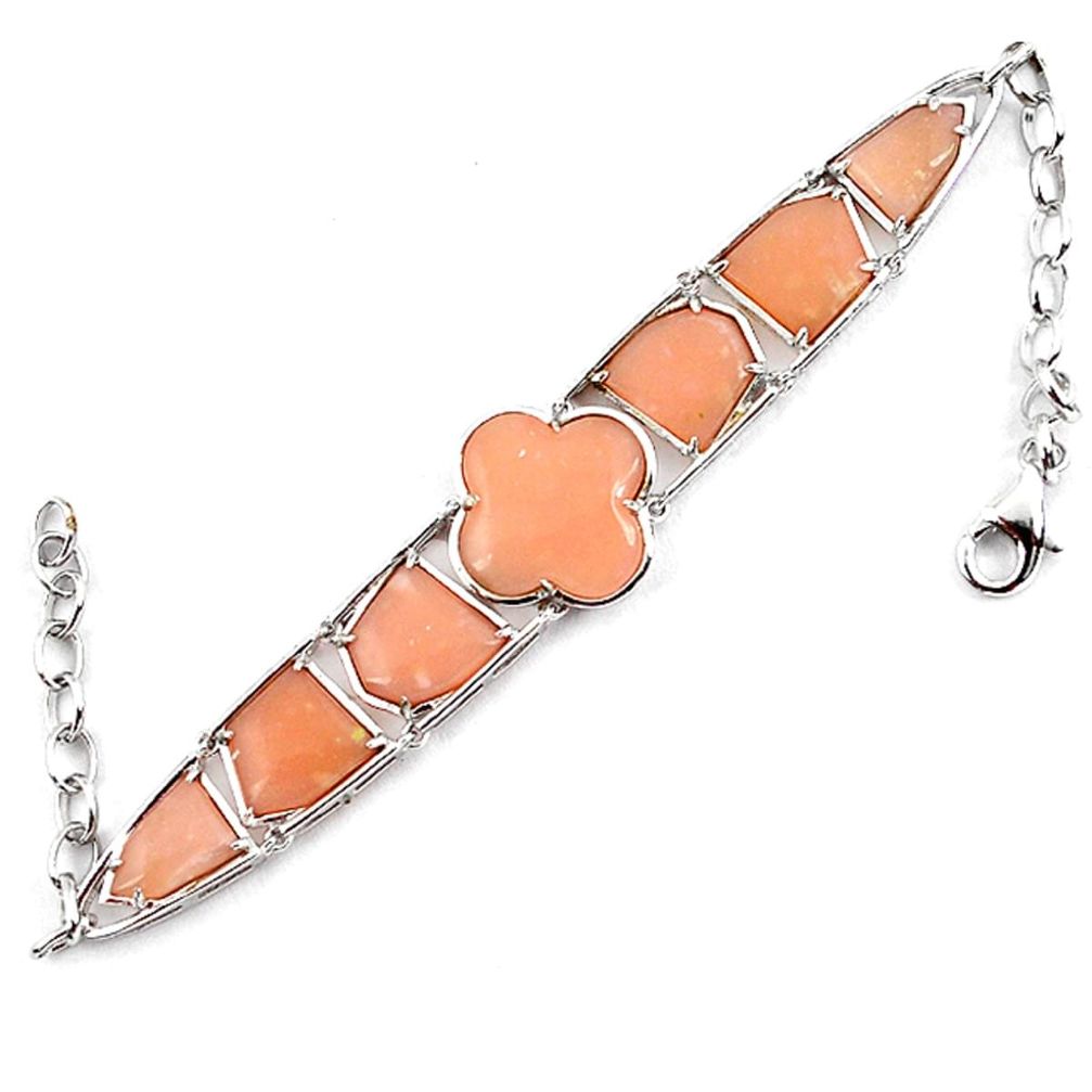 Natural pink opal fancy 925 sterling silver bracelet jewelry a59355