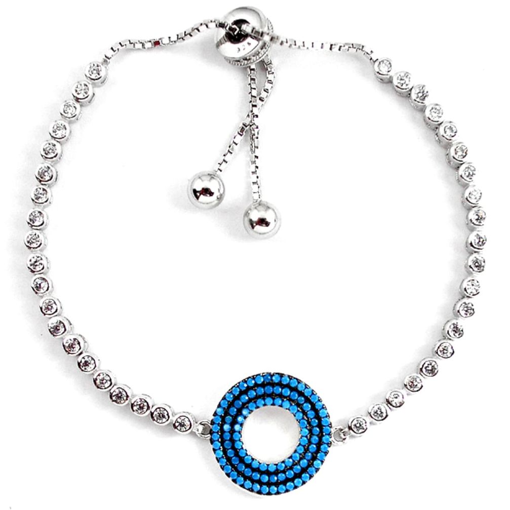 Blue sleeping beauty turquoise topaz 925 silver adjustable bracelet a60222