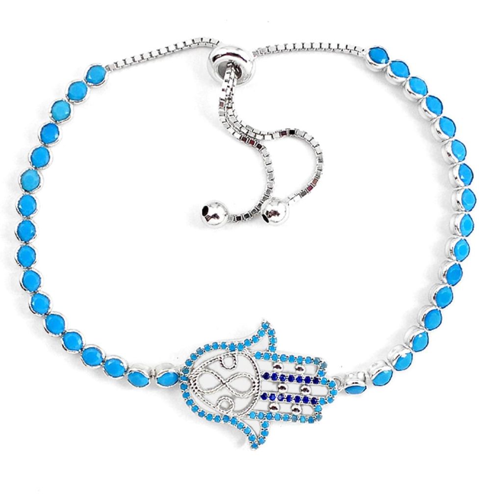 Blue sleeping beauty turquoise 925 silver adjustable bracelet a60233