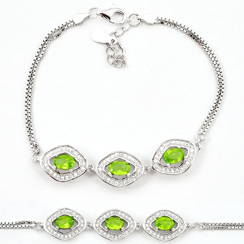 Natural green peridot topaz 925 sterling silver tennis bracelet jewelry a62461