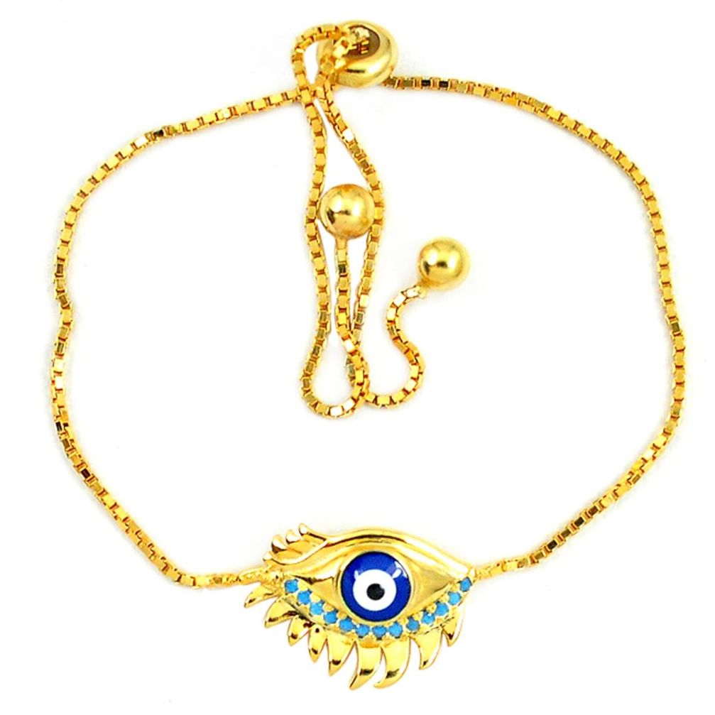 Blue evil eye talismans turquoise 925 silver 14k gold bracelet jewelry a74501