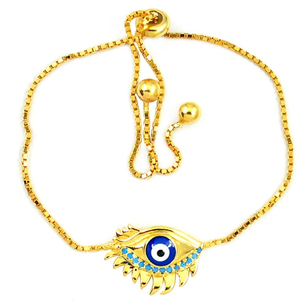 Blue evil eye talismans turquoise 925 silver 14k gold bracelet a74502