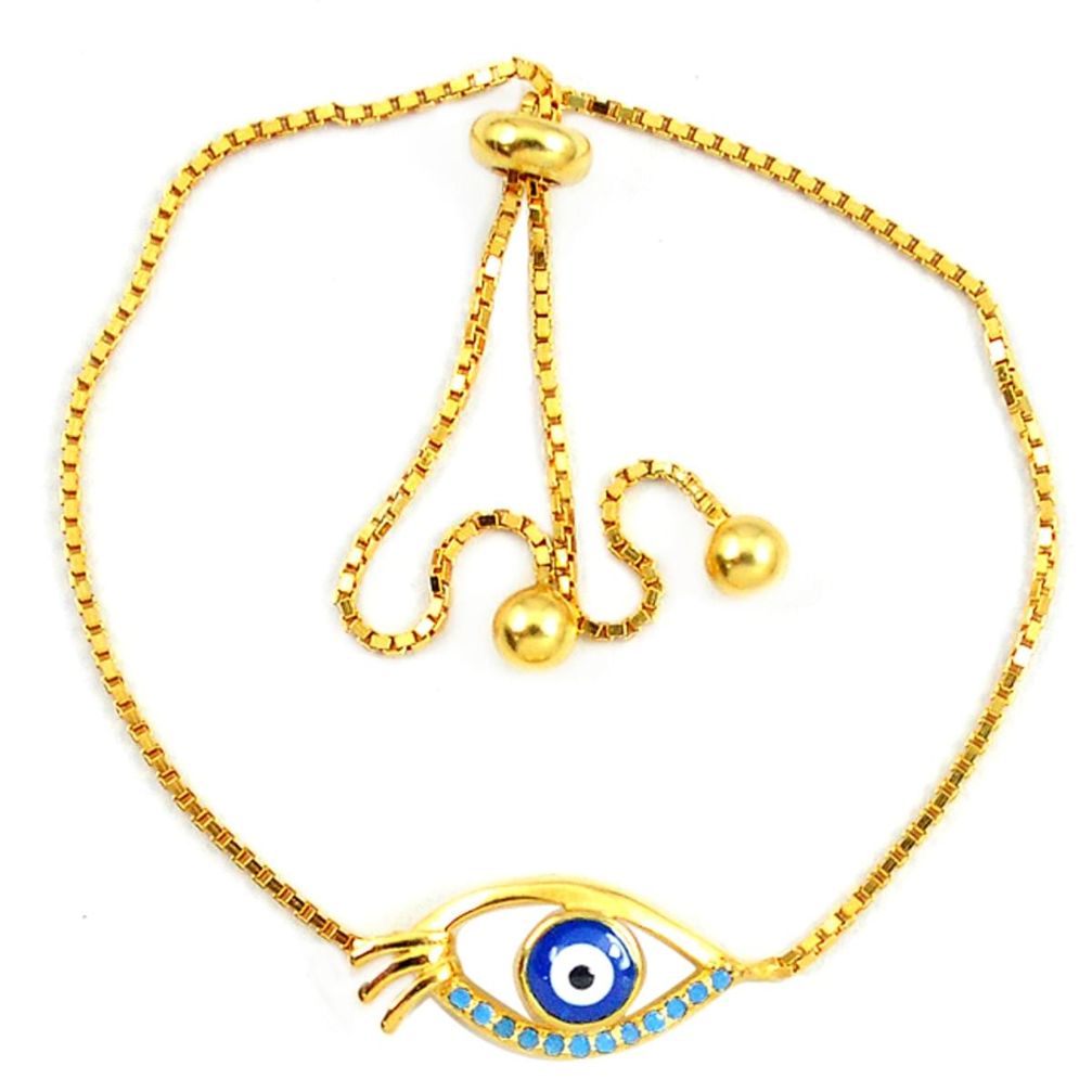 Blue evil eye talismans turquoise 925 silver 14k gold bracelet a74503
