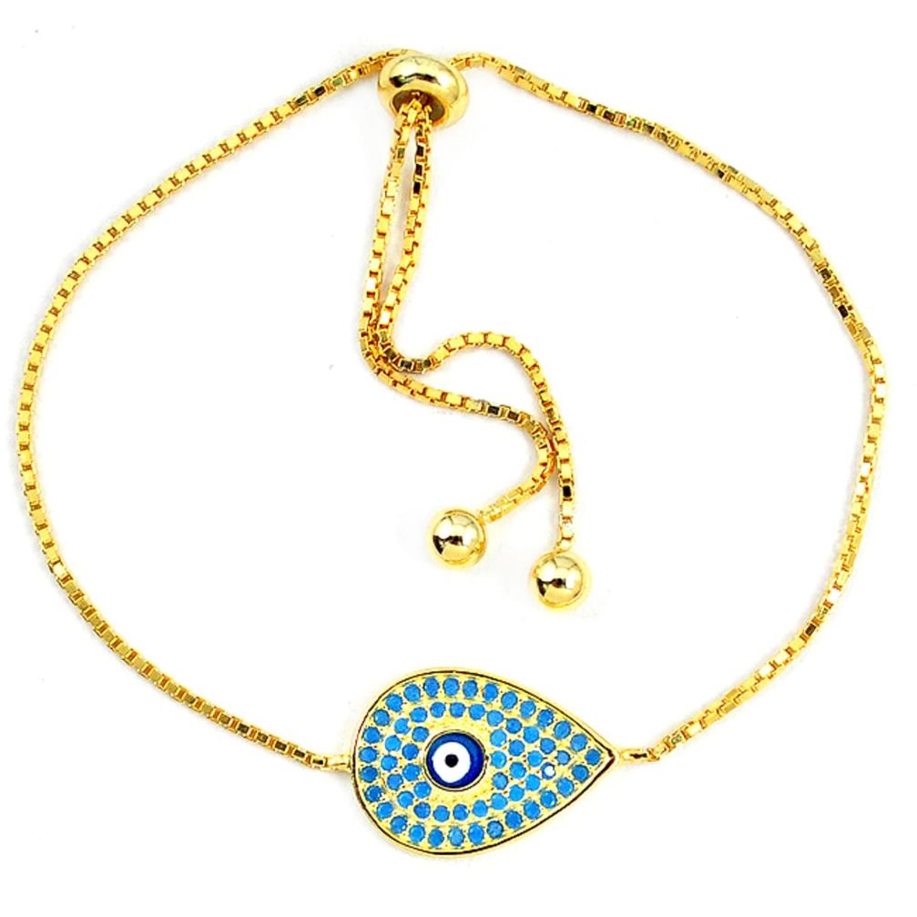 Blue evil eye talismans turquoise 925 silver 14k gold bracelet jewelry a74507