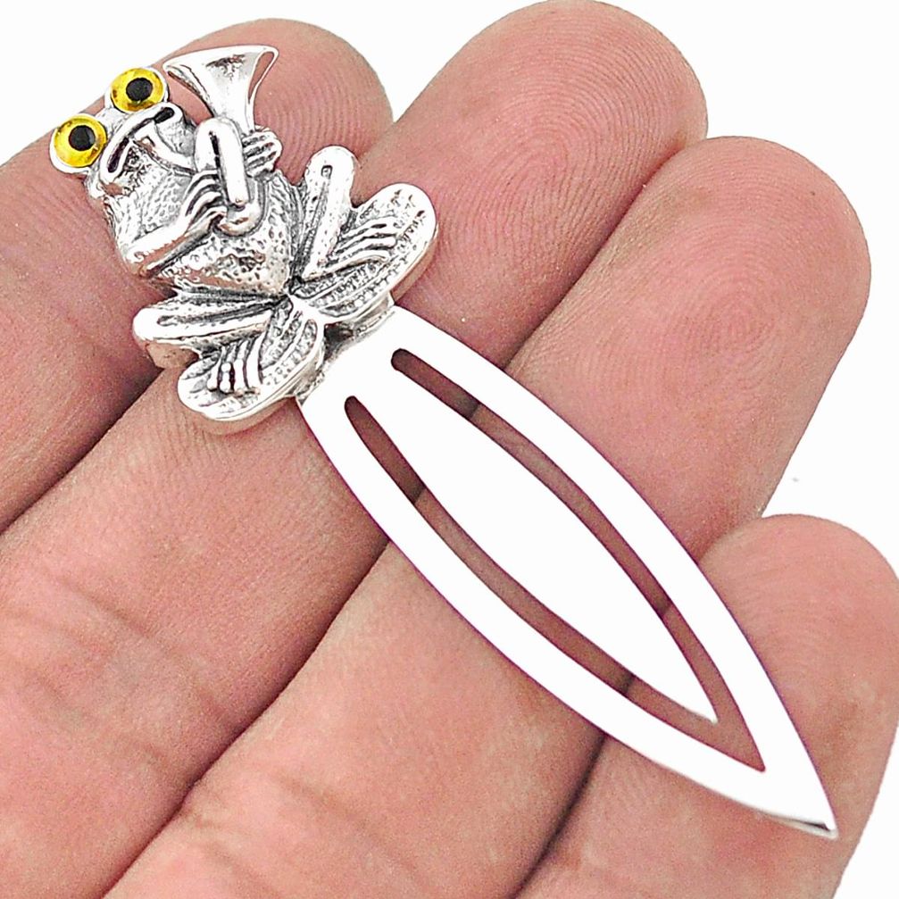 Vintage style lucky frog gift 925 silver 14k gold frog bookmark a82385