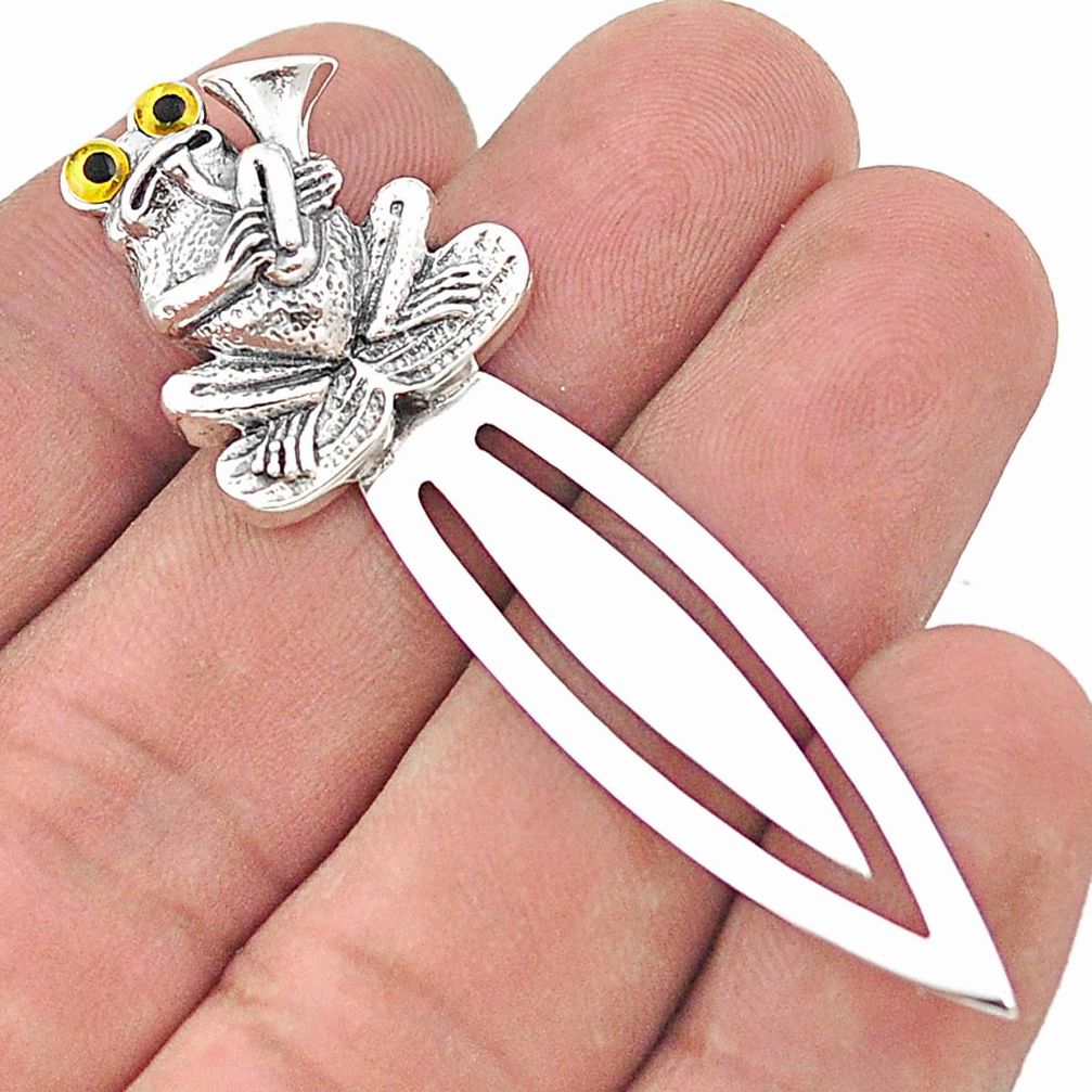 Vintage style lucky frog gift 925 silver 14k gold frog bookmark a82386