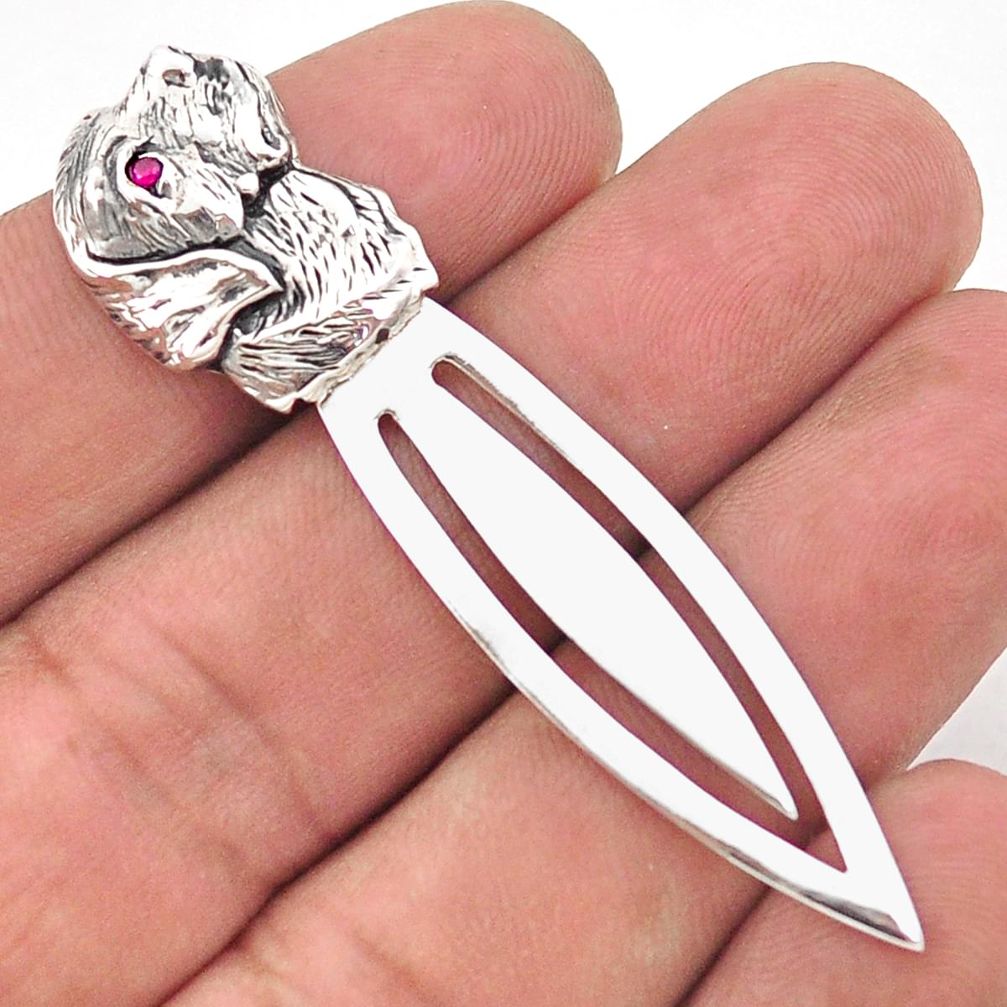 Ruby vintage style dog gift 925 sterling silver bookmark jewelry a82393