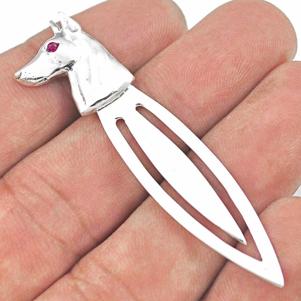 Vintage style dog red ruby quartz 925 sterling silver bookmarks jewelry a82454