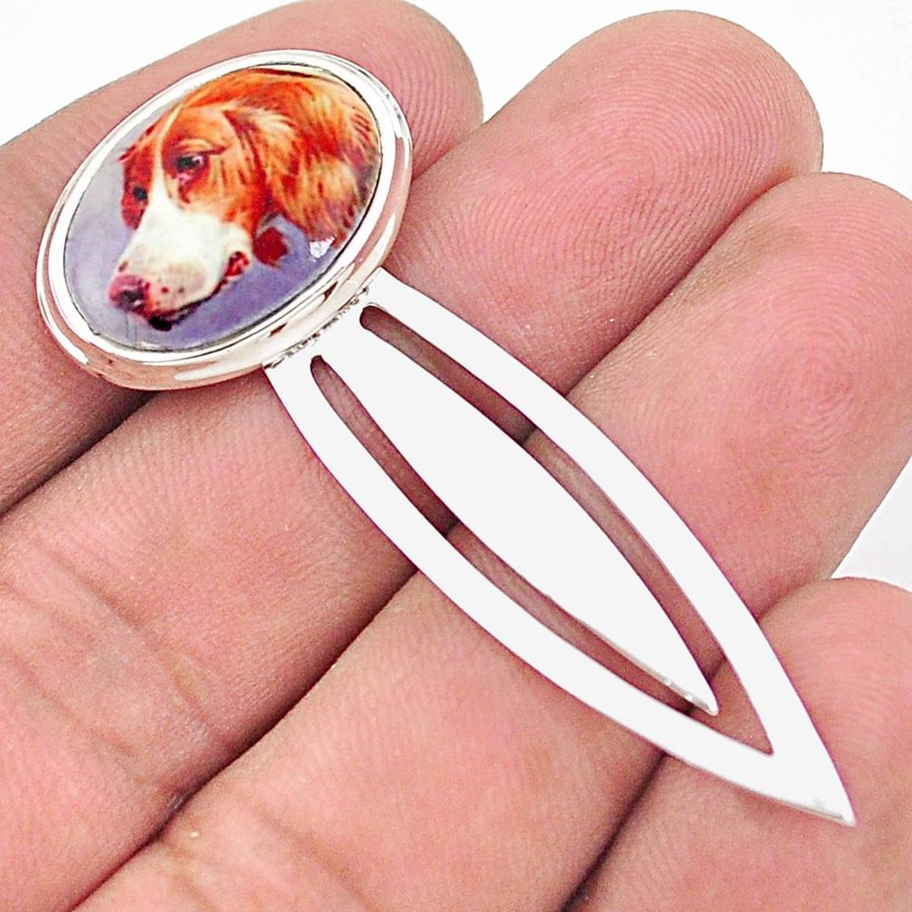 Dog lover cameo 925 sterling silver bookmark jewelry a82462