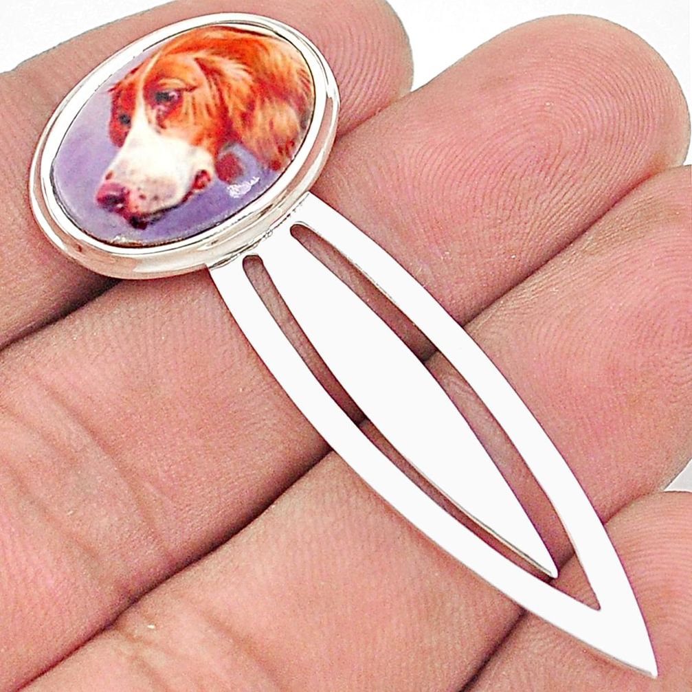 Dog lover cameo 925 sterling silver bookmark jewelry a82465
