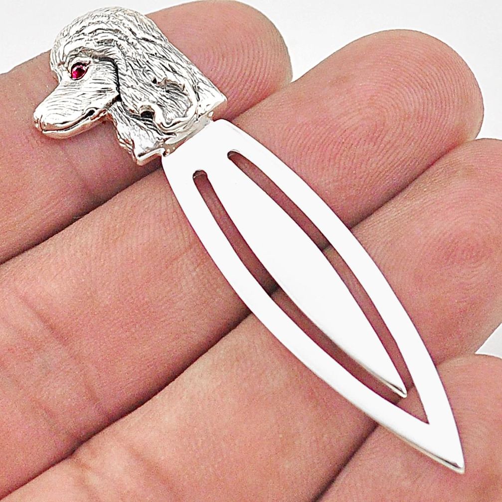 Vintage style dog red ruby quartz 925 sterling silver bookmark jewelry a82483