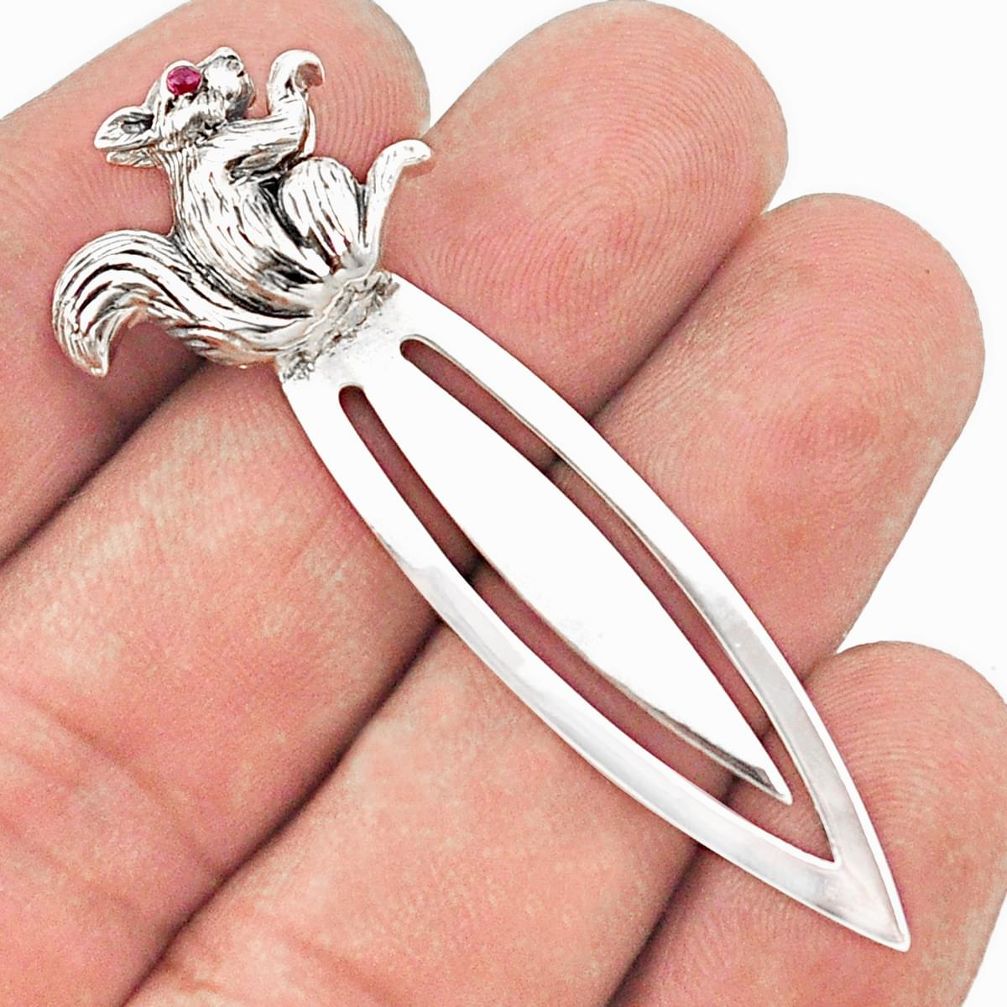 Vintage style red ruby quartz 925 sterling silver bookmark jewelry a82488