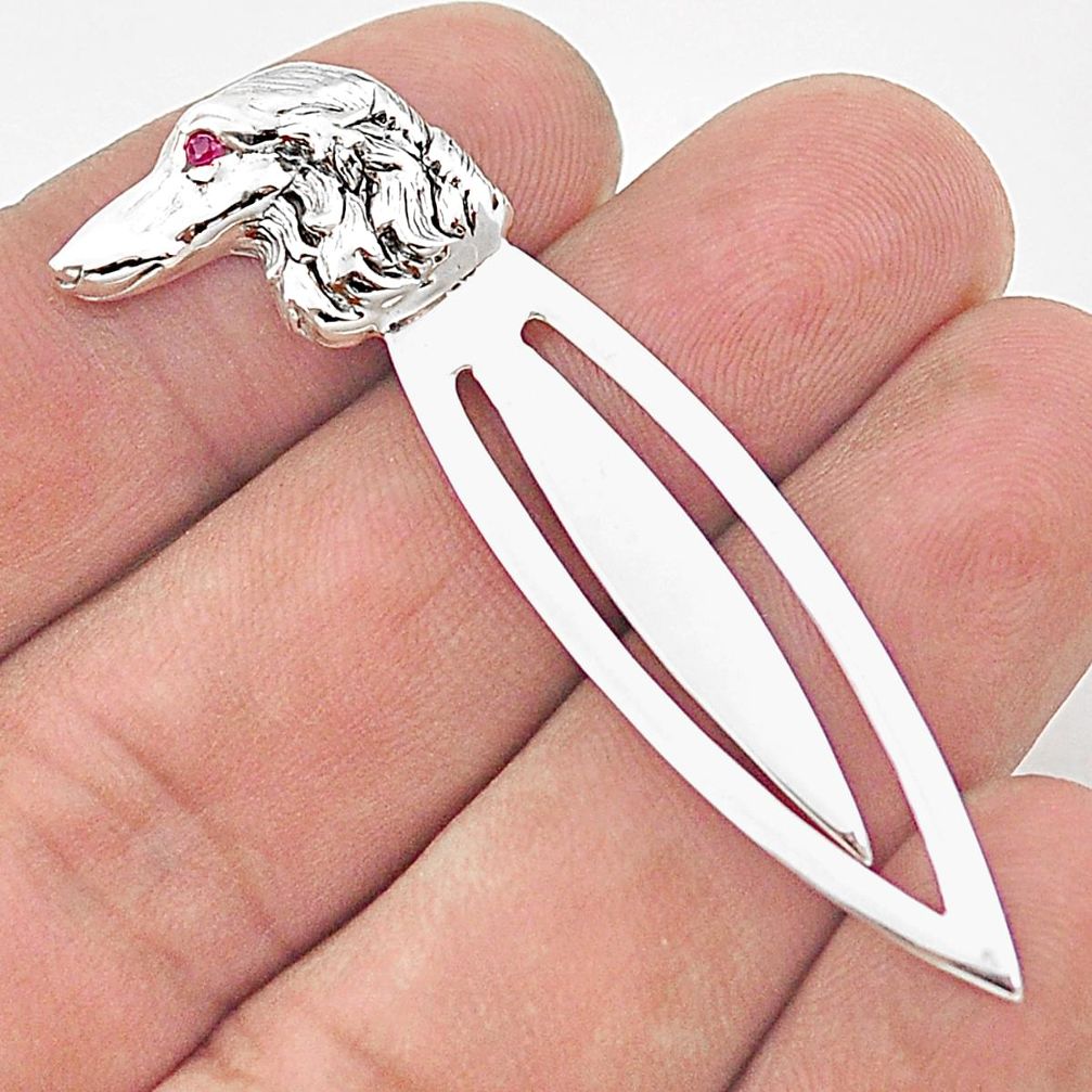 Vintage style red ruby quartz 925 sterling silver bookmark jewelry a82501