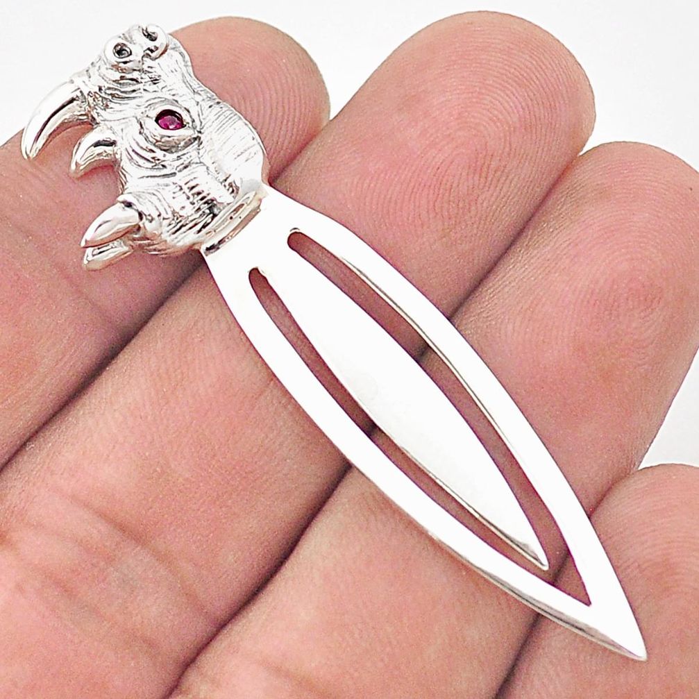 Vintage style ruby quartz 925 sterling silver bookmark jewelry a82507