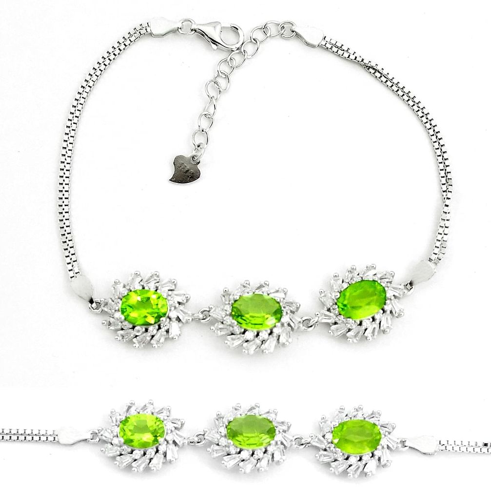 925 sterling silver 13.81cts natural green peridot topaz tennis bracelet a87765