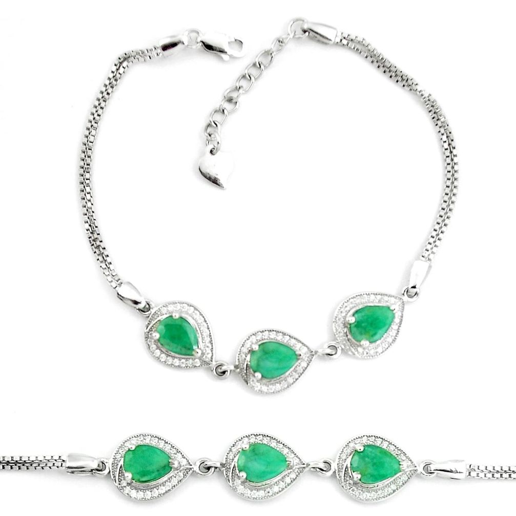 9.10cts natural green emerald topaz 925 sterling silver tennis bracelet a87782