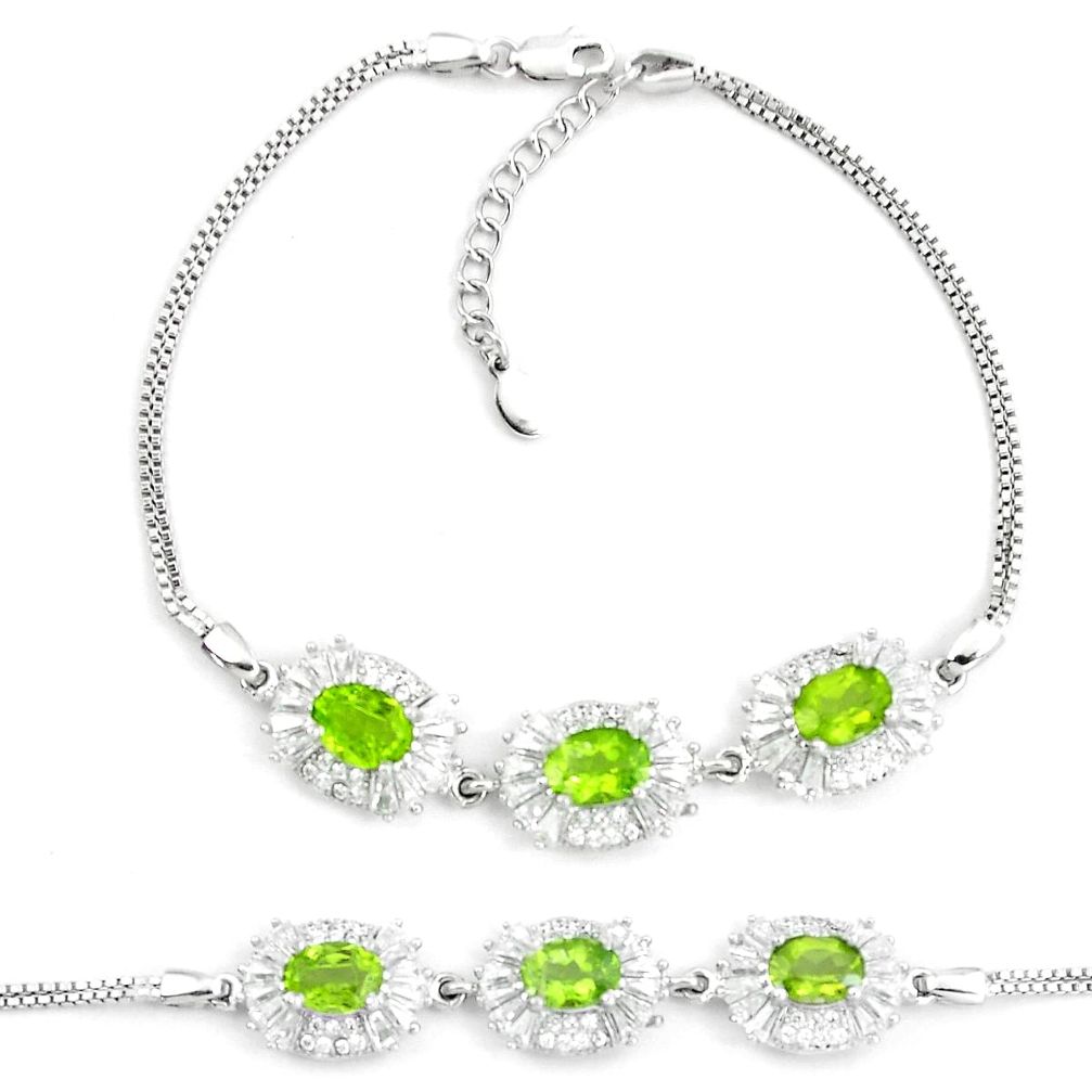 13.34cts natural green peridot topaz 925 sterling silver tennis bracelet a87788