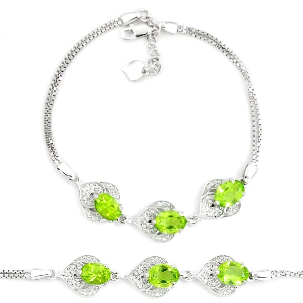 10.24cts natural green peridot topaz 925 sterling silver tennis bracelet a87806