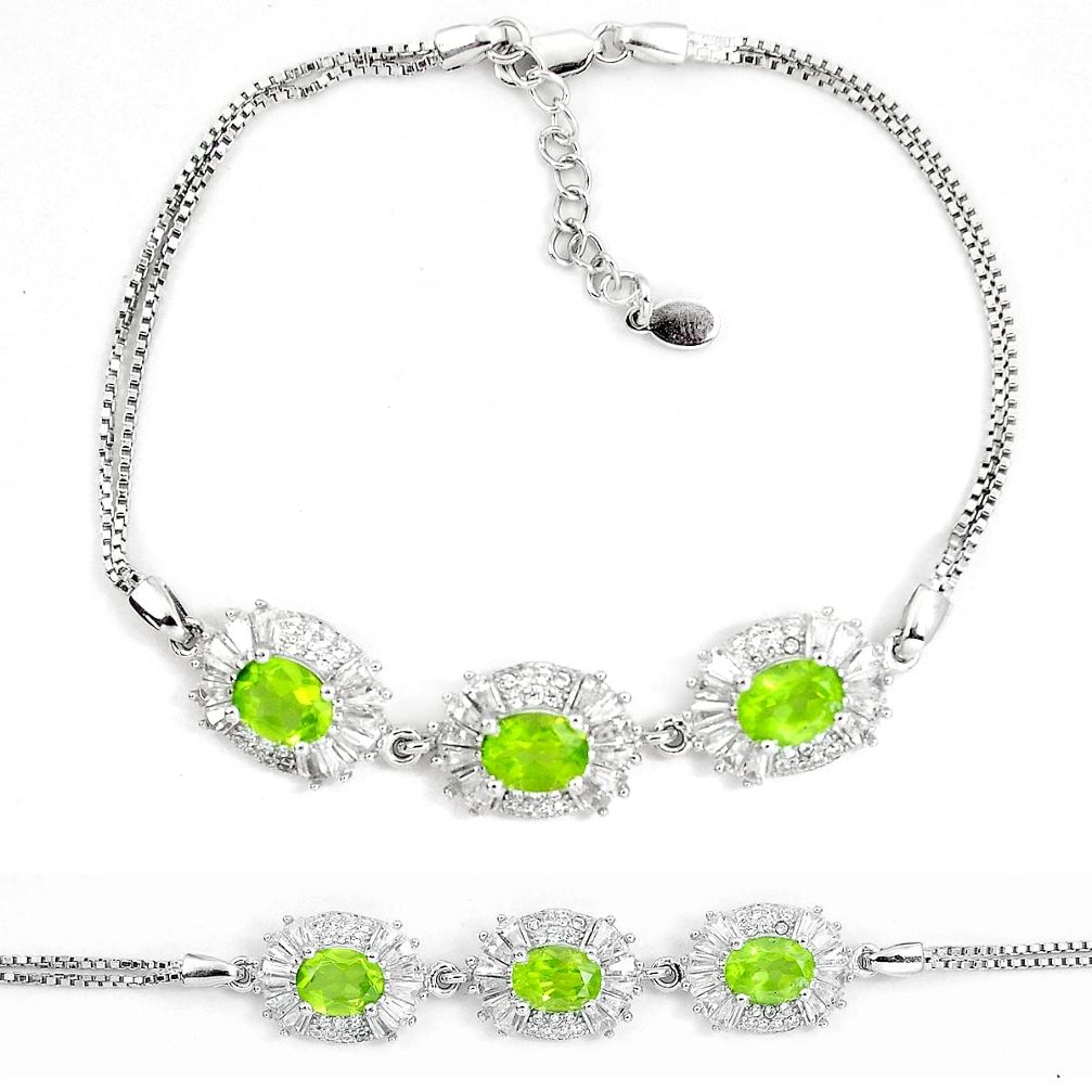 10.43cts natural green peridot topaz 925 sterling silver tennis bracelet a87809