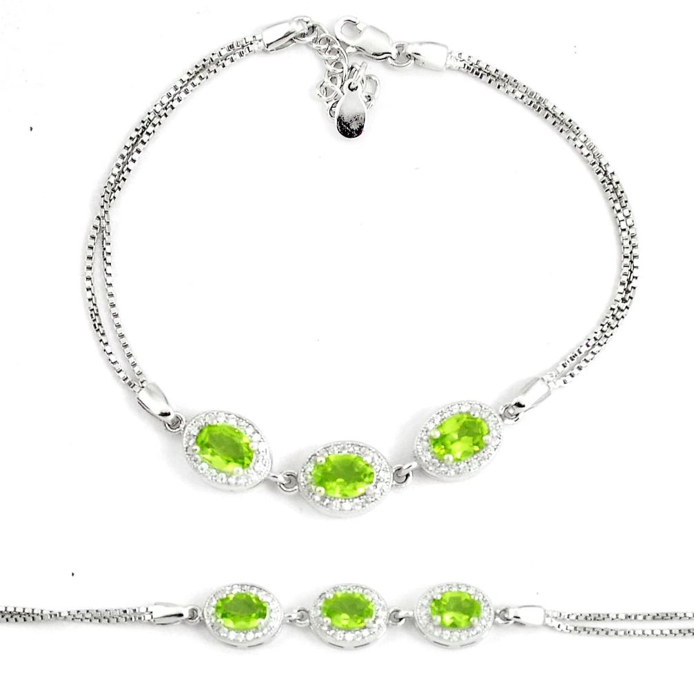 8.96cts natural green peridot topaz 925 sterling silver tennis bracelet a92321